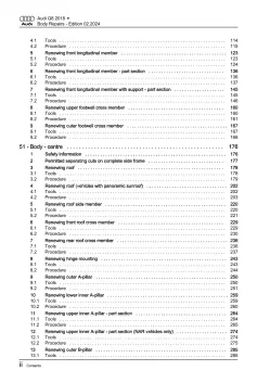 Audi Q8 type 4M from 2018 body repairs workshop manual eBook pdf