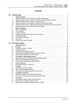 Audi Q8 type 4M from 2018 fuel supply system diesel engines repair manual eBook