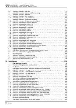 Audi R8 4S 2015-2024 general body repairs interior guide workshop manual eBook