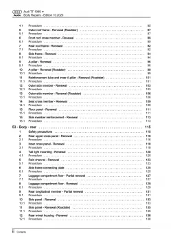 Audi TT type 8N 1998-2006 body repairs workshop manual eBook pdf