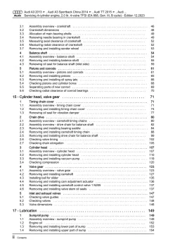 Audi TT FV 2014-2023 servicing petrol engines 180-200 hp repair manual eBook