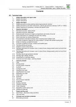 Skoda Karoq NU from 2017 general information paint repair workshop manual eBook