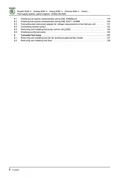 Skoda Karoq NU from 2017 fuel supply system petrol engines repair manual eBook