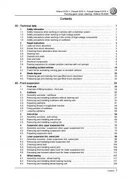VW Arteon 3H 2017-2020 running gear axles steering repair workshop manual pdf