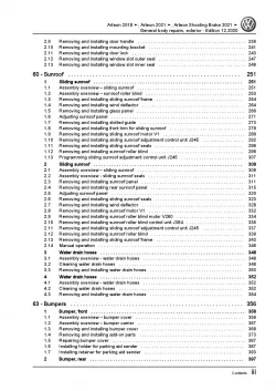 VW Arteon 3H 2017-2020 general body repairs exterior repair workshop manual pdf