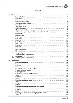 VW Arteon type 3H 2017-2020 body repairs workshop repair manual pdf ebook