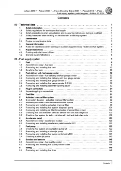 VW Arteon 3H (17-20) fuel supply system petrol engines repair manual pdf ebook