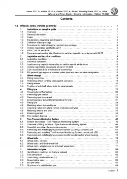 VW Arteon type 3H from 2020 wheels tyres general info repair workshop manual pdf
