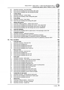 VW Arteon 3H from 2020 general body repairs interior repair workshop manual pdf