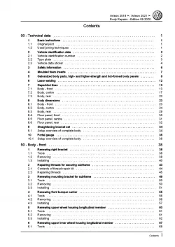 VW Arteon type 3H from 2020 body repairs workshop repair manual pdf ebook