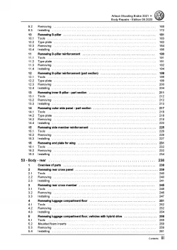 VW Arteon type 3H9 from 2020 body repairs workshop repair manual pdf ebook