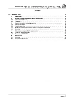 VW Arteon type 3H from 2020 troubleshooting diagnosing noises repair manual pdf