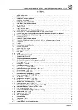 VW Bora type 1J 1998-2006 general information body repairs workshop manual pdf