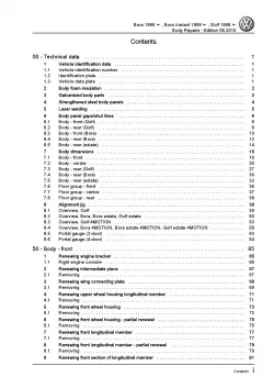 VW Bora type 1J 1998-2006 body repairs workshop repair manual pdf ebook