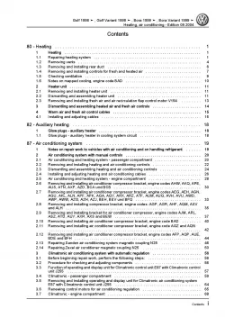 VW Bora type 1J 1998-2006 heating air conditioning system repair manual pdf