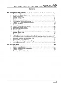 VW Bus T4 (90-03) Diesel injection glow plug system 75-78 hp repair manual eBook