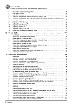 VW Bus T5 2003-2009 6 speed manual gearbox 0A5 4WD repair workshop manual eBook