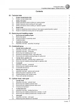 VW Bus T5 2003-2009 4-cyl. 1.9l diesel engines 84-105 hp repair workshop eBook