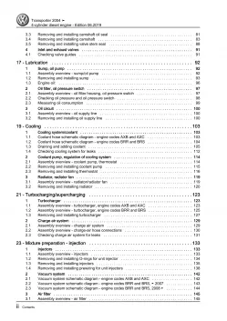 VW Bus T5 2003-2009 4-cyl. 1.9l diesel engines 84-105 hp repair workshop eBook