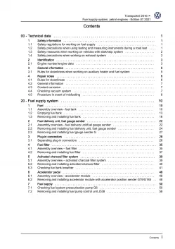 VW Bus T6 (15-19) fuel supply system petrol engines repair workshop manual eBook