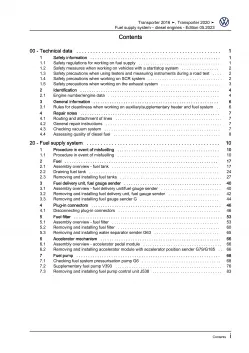 VW Bus T6 (15-19) fuel supply system diesel engines repair workshop manual eBook