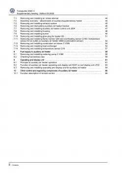 VW Transporter T6.1 2019-2021 auxiliary heater repair workshop manual pdf eBook