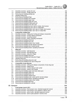 VW Caddy 2C 2010-2015 general body repairs exterior repair workshop manual pdf