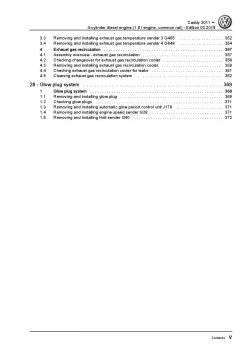 VW Caddy type 2C 2010-2015 4-cyl. diesel engines 1.6l repair workshop manual pdf