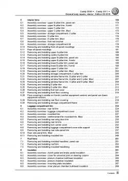 VW Caddy 2K 2003-2010 general body repairs interior repair workshop manual pdf