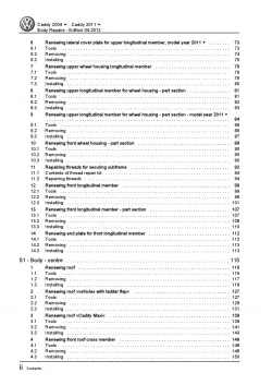 VW Caddy type 2K 2003-2010 body repairs workshop repair manual pdf ebook