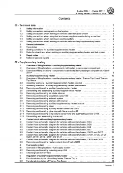 VW Caddy type 2K 2003-2010 auxiliary heater repair workshop manual pdf ebook
