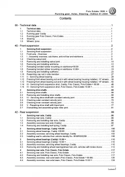 VW Caddy 9K 1995-2003 running gear axles steering repair workshop manual pdf