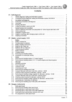 VW Caddy type 9K 1995-2003 electrical system repair workshop manual pdf ebook