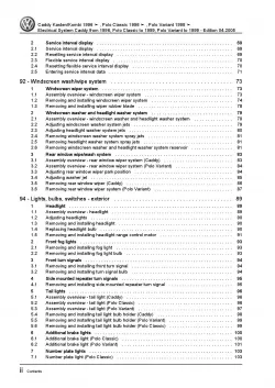 VW Caddy type 9K 1995-2003 electrical system repair workshop manual pdf ebook
