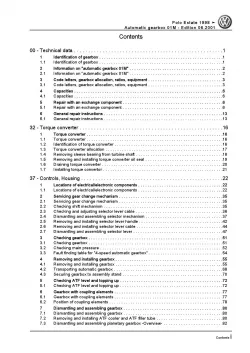 VW Caddy 9K 1999-2003 4 speed automatic gearbox 01M repair workshop manual pdf