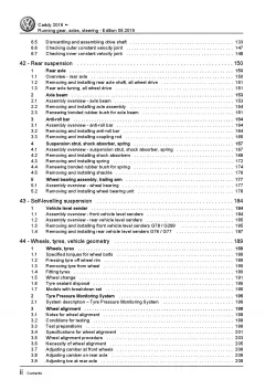 VW Caddy SA 2015-2020 running gear axles steering repair workshop manual pdf