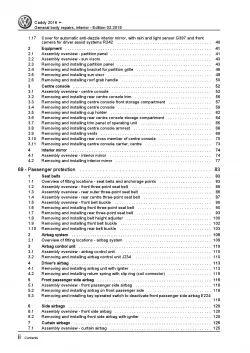VW Caddy SA 2015-2020 general body repairs interior repair workshop manual pdf