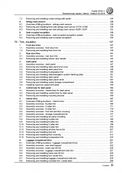 VW Caddy SA 2015-2020 general body repairs interior repair workshop manual pdf
