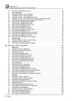 VW Caddy SA 2015-2020 general body repairs exterior repair workshop manual pdf