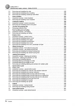 VW Caddy SA 2015-2020 general body repairs exterior repair workshop manual pdf