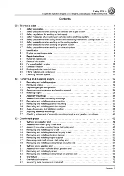 VW Caddy SA 2015-2020 4-cyl. 1.4l natural gas petrol engines repair manual pdf