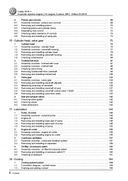 VW Caddy type SA 2015-2020 4-cyl. 1.6l petrol engines repair workshop manual pdf