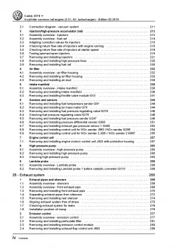 VW Caddy type SA 2015-2020 4-cyl. diesel engines 2.0l repair workshop manual pdf