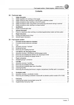 VW Caddy SA (15-20) fuel supply system diesel engines repair workshop manual pdf