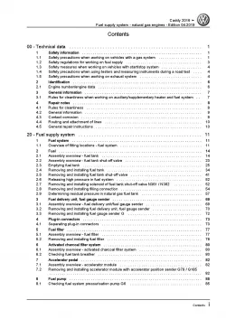 VW Caddy SA 2015-2020 fuel supply system natural gas engines repair manual pdf