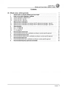 VW Caddy type SB from 2020 wheels and tyres repair workshop manual pdf ebook