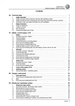 VW Caddy type SB from 2020 electrical system repair workshop manual pdf ebook