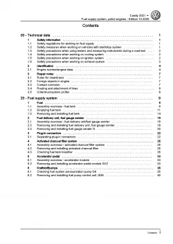 VW Caddy SB (20>) fuel supply system petrol engines repair workshop manual pdf