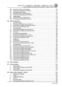 VW Crafter 2E 06-16 factory installed accessories conversions repair manual pdf