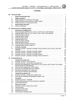 VW EOS type 1F 2006-2015 4-cyl. 1.4l petrol engines 140-180 hp repair manual pdf